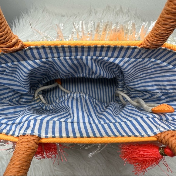 MILLY Pom-Pom Small Straw Tote Bag - Picture 3 of 11